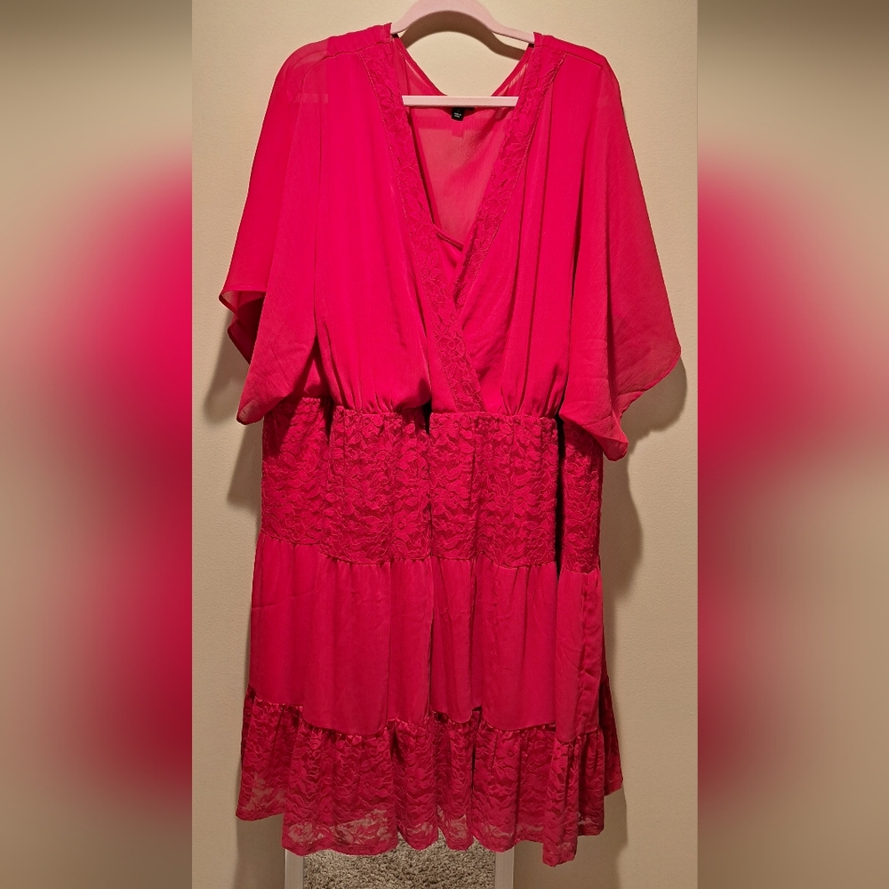 Torrid 6x Chic Pink Dress with Lace Accents